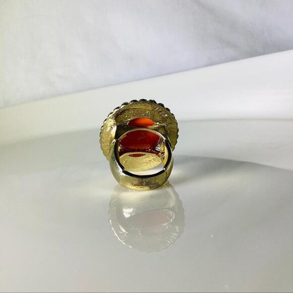 INC Large Coral Stone Ring - Picture 3 of 8